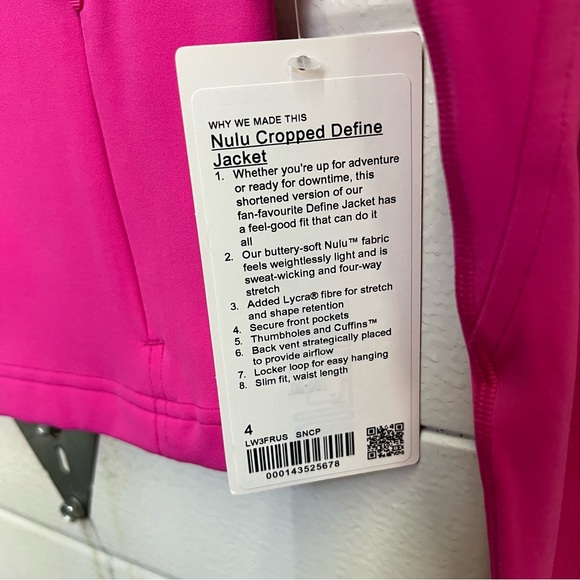 NWT Lululemon Nulu Cropped Define Jacket - Sonic Pink - Picture 7 of 8